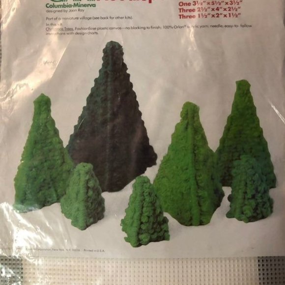 1978 Columbia-Minerva Needlepoint Idea Kit 3 Christmas Trees NEW 8241 - Picture 5 of 10